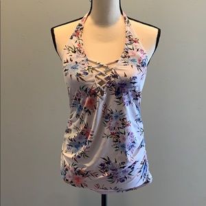 Floral Crisscross Maternity Tankini Halter